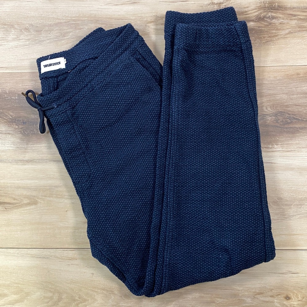 Taylor Stitch Apres Pant Mens M Navy Sashiko Organic Cotton Jogger Heritage Blue